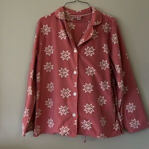 Gap 2 piece pajama set med cozy comfy loungewear  Snow flakes pink draw string